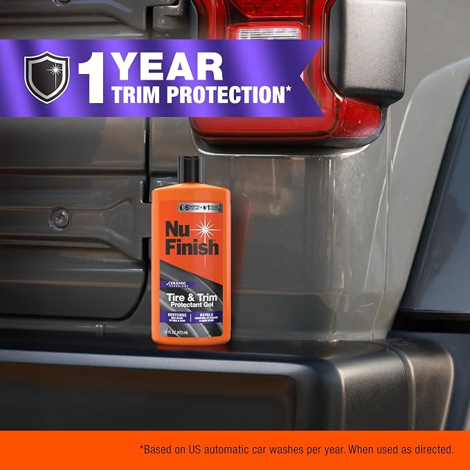Tire Shine Gel & Trim Protectant, Car Cleaning Supplies, 16 fl oz | Fast-drying, streak-free gel for rubber, weatherstripping, and textured trim; plastic restorer for cars