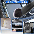 2PCS Double Head Brush for Car Clean, Car Accessories Universal 2 in 1 Car Detailing Brush, Double Ended Portable Dust Brush with 4 Cleaning Cloth, for Air Conditioner Outlets, Dashboard Screen