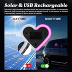 Upgrade Car Light LED Ambient Lights Heart Solar Lights Solar-Powered Heart-Shaped Neon Lights for Car Window Decorative 5 Modes Interior Outdoor Decor (Pink)