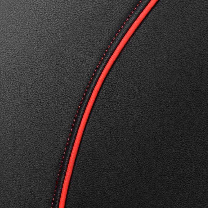 Leather Back Seat Cover,Piping Waterproof Bench Seat Cover, Rear Seat Cover Universal Fit for Cars Sedans SUVs Truck 95% Automotive Interior Backseat Car Covers (Rear,Black and Red)