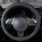 Colour Piping Leather Universal Fit Steering Wheel Cover,Perfectly fit for 14.5-15 inches for Various Vehicles Suvs,Vans,Trucks,Sedans,Cars(Black Multicolor)