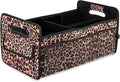 Car Trunk Organizer, Car Organizers and Storage Collapsible Multi Compartment Container Box, Adjustable Car Accessories for SUV Sedan Truck, Standard Size, Leopard print