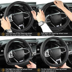 Customized Auto Car Steering Wheel Cover for Chevy 14.5-15 inches, Steering Wheel Cover for Chevrolet(Black Line-Standard Size)