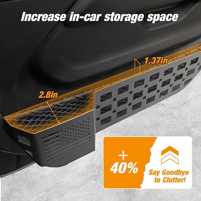 MAIKER 4PCS Metal Front Rear Door Storage Box Compatible with 2018-2025 Jeep Wrangler JL JLU 4XE & 2020-2025 Gladiator JT, Insert Organizer Box Pockets for Replace Sagging Nets, Black