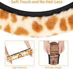 Fuzzy Leopard Print Car Steering Wheel Cover Women Car Accessories | Soft Furry, Non-Slip, Elastic Steering Wheel Covers, Universal 15 Inch Fit Auto, Suvs, Truck
