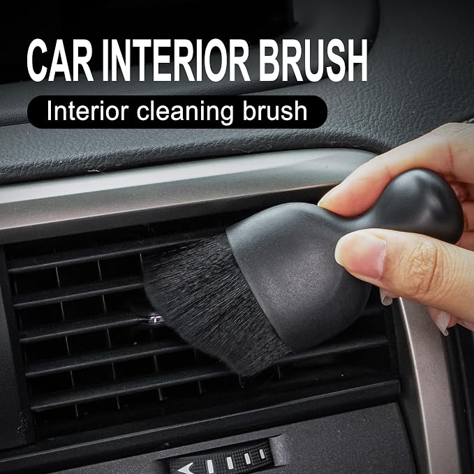 Car Detailing Brushes, Car Interior Dust Sweeping Soft Brush, Soft Bristles Brush Cleaning Tool for Automotive Dashboard, Air Conditioner Vents, Computer, Scratch Free(Black)