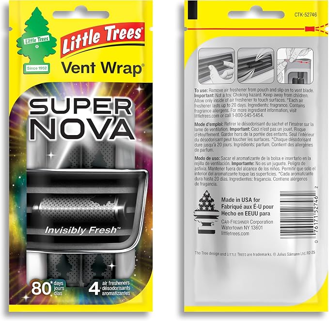 Car Air Freshener | Vent Wrap Provides Long Lasting Scent, Invisibly Fresh | 16 Air Fresheners | Supernova