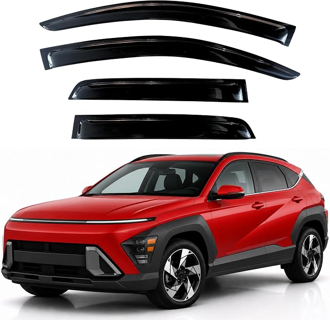KPY Rain Guards Fit for 2024-2026 Hyundai Kona, Out-Channel Window Visors Vent Wind Deflectors 4PC, Car Accessories for 24-26 Kona