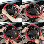 Christmas Candy Cane Car Steering Wheel Cover, Non-Slip Absorbing Sweat Car Wheel Cover Accessories for Men Women,Universal 15" Fit Auto SUV Vans Trucks