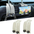 2PCS Leather Car Seat Hooks for Headrest, Vehicle Hanger Storage Organizer Universal for Handbag Purse, Car Accessories Gift (White-Black)