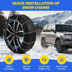 Auto Tightening Snow Chains for Cars, SUVs & Pickup Trucks – 1-Min Quick-Fit Auto Installation, Reusable Universal Emergency Traction Tire Chains – Set of 2（ALN160）