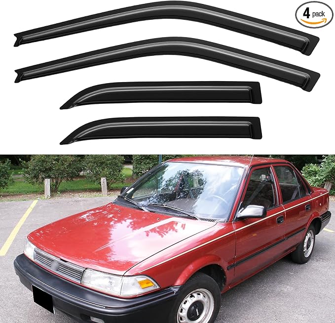 Window Visors Rain Guards Shield for 1984-1992 Toyota Corolla, Out-Channel Window Vent Wind Deflectors Visors Shades for 84-92 Corolla