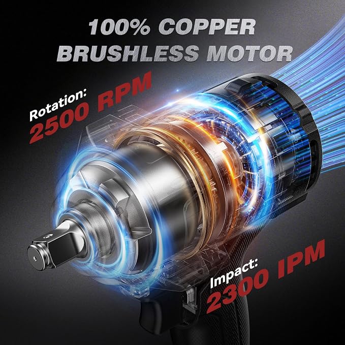 Cordless Impact Wrench 996Ft-lbs(1350N.m), 1/2 Inch High Torque Impact Gun, 20V 2x4.0Ah Batteries & Fast Charger, 3 Variable Speeds, LED Light, High-Rate Impact Driver for Truck/Car/Pickup