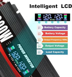 1000W Car Power Inverter DC 12V to 110V/120V AC Converter with LCD Display 2 AC Outlets, 3.0A USB and Type-C Car Inverter for RV Camping Laptop Truck Vehicle