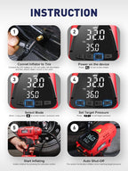 Portable Tire Inflator for Car, 20V/12V Dual-Power & Max 150 PSI Design | Car Portable Air Compressor, Digital Tire Inflator with Gauge, Smart Auto-Stop & Fast Inflation for Cars, Motorcycles, Bikes