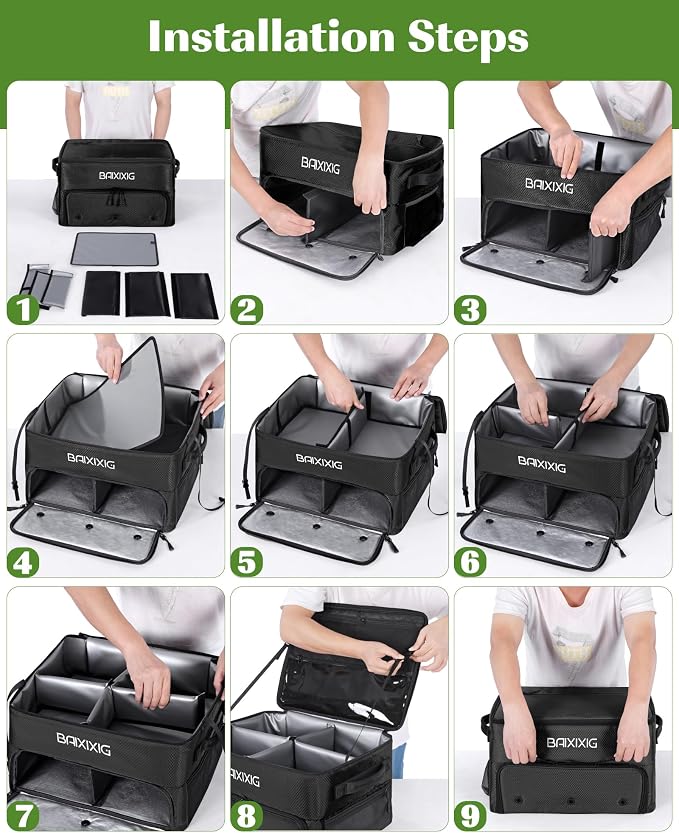 Golf Trunk Organizer, Waterproof Car Golf Locker with Separate Ventilated Compartment for 2 Pair Shoes, Golf Storage for Balls, Tees, Cap, Clothes, Gloves, Accessories, Gifts for Men, Women