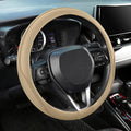 Steering Wheel Cover 14.5-15 inch (37-39 cm) Medium Size, Microfiber Leather, Non-Slip Comfortable Grip, Fits Cars Trucks SUVs, Beige
