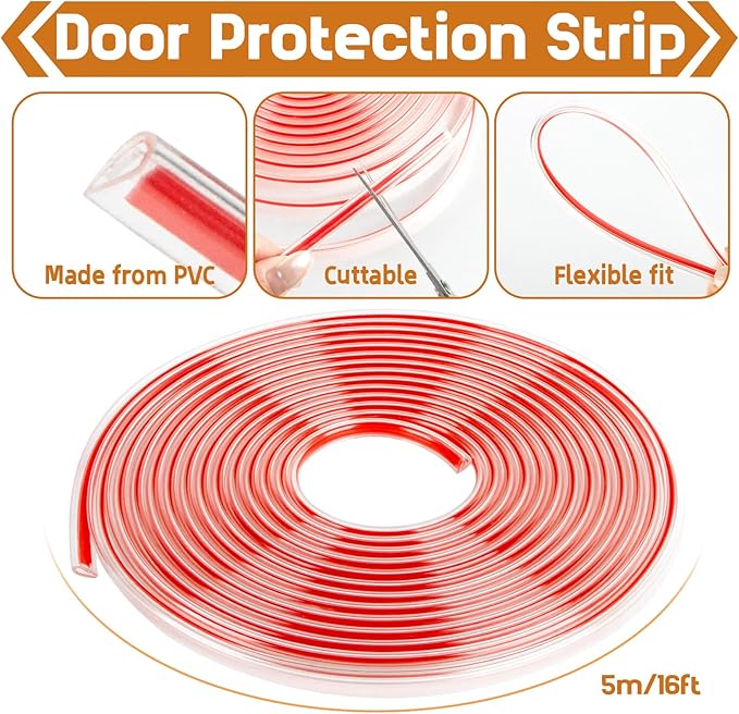 RAINFLOW Car Door Edge Guards - 16.4Ft(5M) Car Door Protector,Rubber Seal Protector U Shape Edge Trim Fits Most Vehicles, Trucks SUVs Sedans,Self-Adhesive,Easy to Cut,DIY Installation Clear