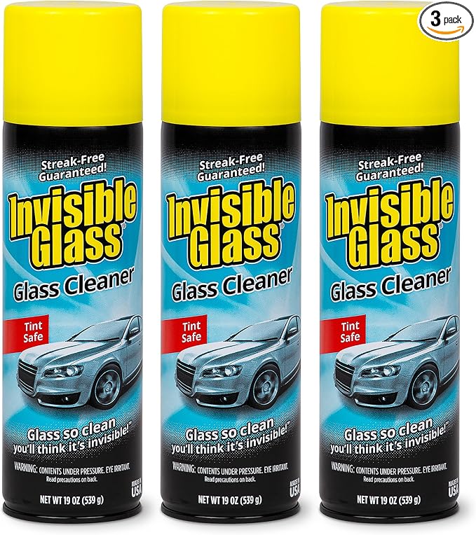 91164-3PK Premium Aerosol Glass Cleaner Spray for Car Windshields and Windows, Automotive and Home Window Cleaner, Streak-Free, Ammonia-Free, Tint-Safe – 19 oz (Pack of 3)