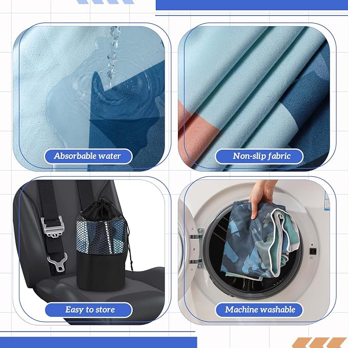 Car Seat Towel Covers with Storage Bag, 63 x 32 Inch Universal Non Slip Waterproof Sweat Protector for Car Truck, Gym Swimming Running, Machine Washable(8 Pack,Classic Combination)