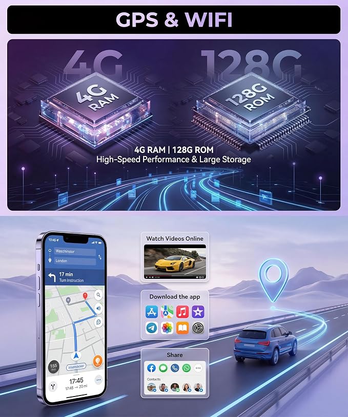 4G+128G Android 15 Car Stereo for Toyota Camry 2000-2006, 9 Inch Incell Touchscreen with Physical Buttons, Wireless CarPlay Android Auto GPS Bluetooth 5G-WiFi EQ SWC Type-C Backup Camera