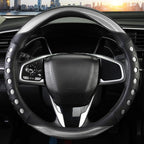 PU Leather Car Steering Wheel Cover with Anti-Slip Grip, for Women and Men, Universal Fit for 14.5-15 Inch Cars, Trucks, SUVs (Gray (Round), Medium(Standard) Size[14 1/2''-15''])