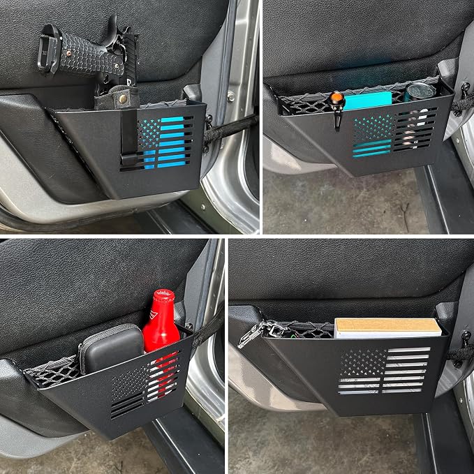 MAIKER Metal Rear Door Storage Box, Door Side Insert Organizer Box Pockets for 2007-2018 Jeep Wrangler JK 4 Door 2pcs(Black)
