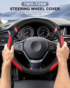 Steering Wheel Cover for Women Leather Universal Steering Wheel Cover for Car 15 inch (Red)
