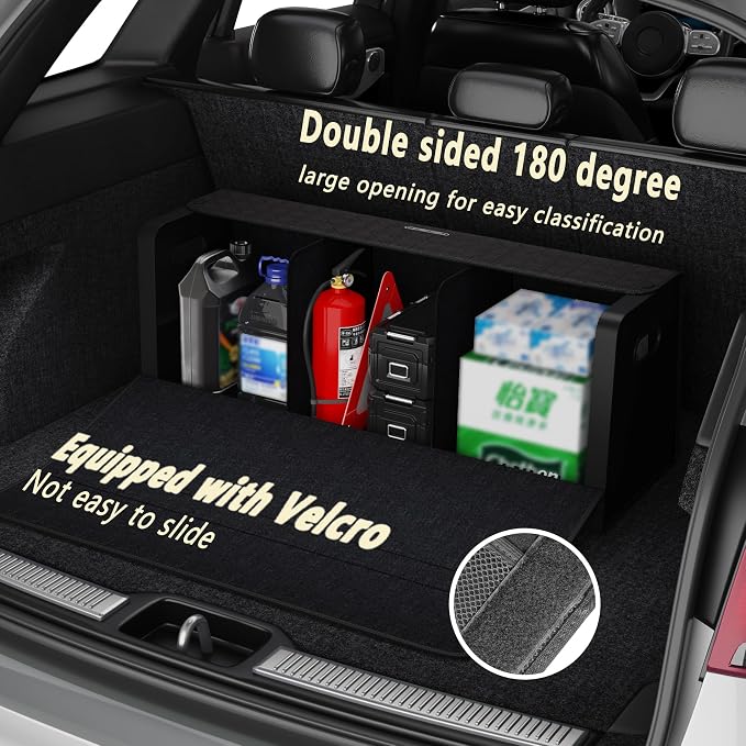 Car Trunk Organizer for SUV,Car Organizers and Storage with Collapsible Storage, Magnetic Lid Large Capacity for SUV, Truck, MPV (3D-Black, XXL-29.5×13×12.5 IN)