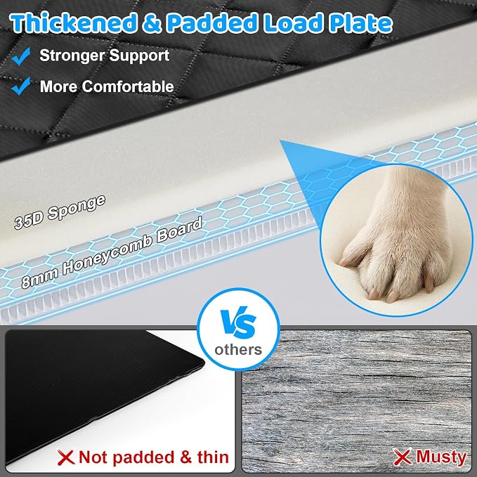 2026 Upgraded Back Seat Extender for Dogs - Large Hard Bottom Dog Car Seat Cover Holds 550lbs, Waterproof Dog Hammock Pet Bed with High-Density Foam Non-Slip Backseat Protector