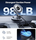 2026 Upgraded Vacuum Car Phone Holder for MagSafe Car Mount [98+ LBS Strongest Suction | 24 N58 Magnets] 360° Adjustable Magnetic Phone Holders for Your Car, for iPhone 17-12 Pro Max Plus Air