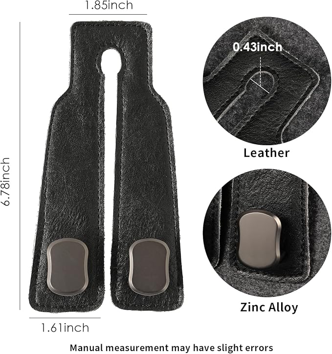 KINIVA Car Seat Headrest Storage Hooks, Set of 2, Suede PU Leather, Double Hooks (06-Black)