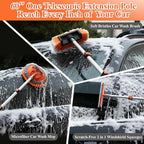 10Pcs 60" Car Wash Kit with Long Handle, Soft Extendable Car Wash Brush & Mop, Wheel & Tire Brush, 2-in-1 Window Squeegee, Microfiber Towel & Wash Mitt for Cars, SUVs, Trucks Exterior Cleaning