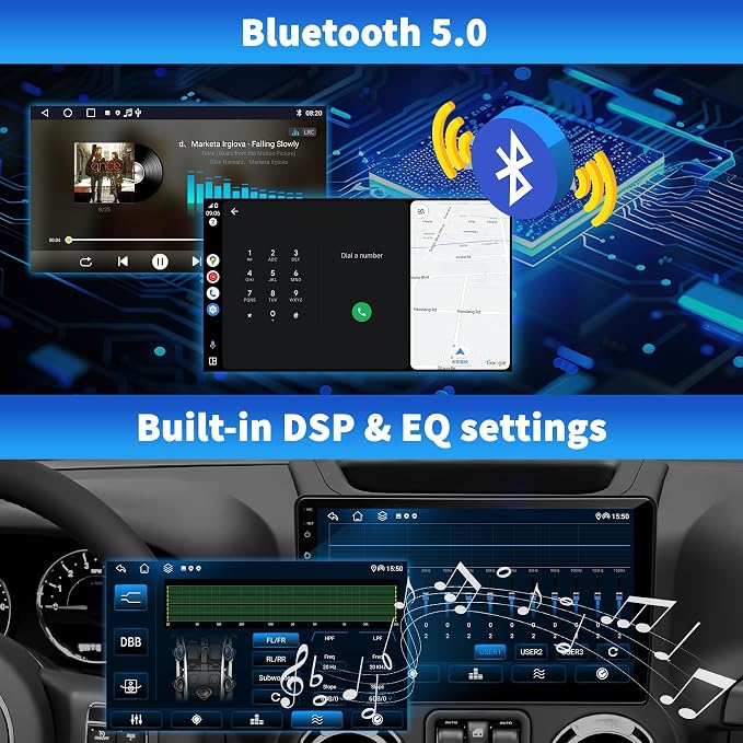 Car Stereo Radio for Jeep Wrangler JK Compass Grand Cherokee Dodge Ram 1500, Android 13 2GB+64GB, 10 inch IPS Touchscreen Wireless CarPlay Android Auto GPS Bluetooth AM/FM WiFi SWC, Backup Camera