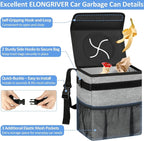 Car Trash Can Bin for Back Seat Leak Proof, Cute Car Trash Bag Hanging, Vehicle Trash Can for SUV Truck Van, Automotive Garbage Cans Front Seat Grey