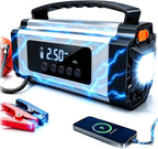 8000A Jump Starter with Air Compressor, 10-in-1 Portable Car Battery Booster and Tire Inflator Fast Charging Power Bank, Air Pump Battery Jumper Camping Road Trips Car Owner Gift