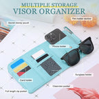 2 Packs Car Sun Visor Organizer, Sunglasses Holders for Car Sun Visor PU Auto Interior Accessories Storage Travel Document Holder with Multi Pocket (Blue, 12.2 x 6.1 Inches)