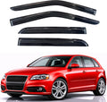 KPY Rain Guards Fit for 2003-2013 Audi A3 Hatchback, Out-Channel Window Visors Vent Wind Deflectors 4PC, Car Accessories for 03-13 Audi A3 (Hatchback Only)
