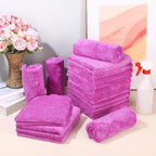 30 Pcs Edgeless Microfiber Plush Towels for Cars Detailing Drying Wash Polishing Absorbent Cleaning Cloths, 500 GSM (16 x 16 Inch,Purple)
