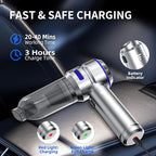 Portable Car Vacuum - 22000PA Cars Vacuum Cleaner High Power 4 in 1 Compressed Air Duster & Air Blower & Pump Hand Held Vacuums Cordless with Brushless Motor for Car Home Office Blue