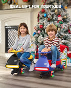 N7 Pro Electric Wiggle Car with Pedal, Rechargeable Battery, CyberWiggle, 2 in 1 Swing Car, 2 Speeds Max 4 Mph, Anti-Rollover, Flashing Wheels, Bluetooth, Ages 3+, 150 Lbs,Yellow