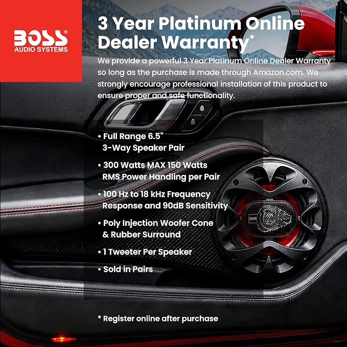 CH6530 Chaos Series 6.5 Inch Car Door Speakers - 300 Watts (Pair), 3 Way, Full Range, Tweeters, Coaxial, Sold in Pairs