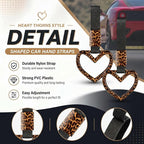 Leopard Heart Car Handle Strap Drift Charm Car Accessories for Women Cheetah Rear Bumper Warning Ring Decor for Auto Bus Subway Interior Exterior Decorations(Leopard, Heart Style)