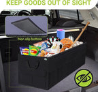Trunk Organizer with Lid, 72L Large Capacity Car Organizer, 12 Pockets with Non-Slip Bottom, Collapsible 3 Compartments Car Storage Organizer for Suv/Jeep/Sedan/Van/Grocery, Black
