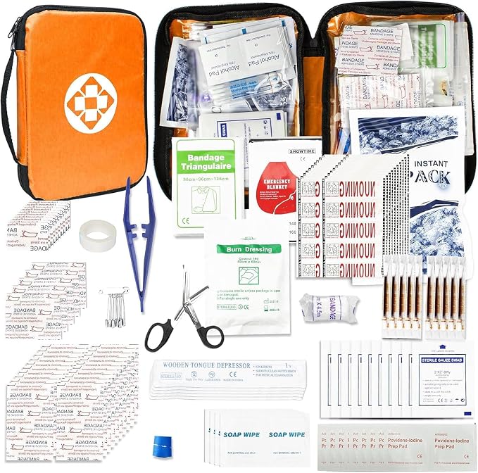300Piece Portable First Aid Kit Refill Supplies for Car Mini Caming Emergency First Aid Kit Hiking Survival Essential Kit for Outdoor Adventure Emergency Case, Orange