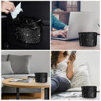 Car Trash Can, Hanging Trash Bin, Leakproof Garbage Organizer, Bling Vehicle Waste Basket, Mini Dustbin Container with Clip for Car, Office, Kitchen, Bedroom, Home and More, Black, Small