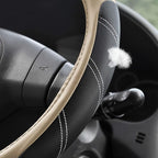Steering Wheel Cover Leather 15 1/2 to 16 inch Universal Large Soft Grip Breathable for Car Truck SUV Jeep Anti Slip Beige