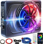 Andeman 1000W Smart Car Subwoofer with Remote & APP Dual Control - 10" Slim Under Seat Powered Bass, 16M RGB Color Lights, Built-in Amp & Hi/Lo Input for Car/Truck/SUV/Jeep/MPV