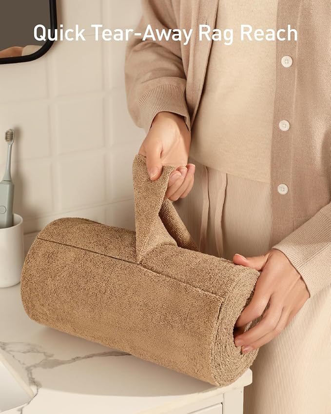 Microfiber Cleaning Cloth Roll- 75 Sheets, 12" x 12" (TAN) | Super Absorbent, Lint-free, Tear-away Microfiber Towel Roll, for All-Purpose Cleaning