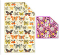 Microfiber Hand Towel & Washcloth Set of 2 - Double-Sided, Waffle Weave, Super Absorbent, Lint-Free, Fast Drying - for Bathroom, Kitchen, Car, and Window Cleaning (Wings & Flower Farm - Purple/Cream)
